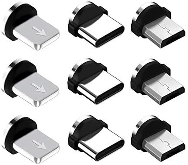 9 Pack Magnetic Phone Cable Adapter Connector Tips Head Plug Micro USB gallery