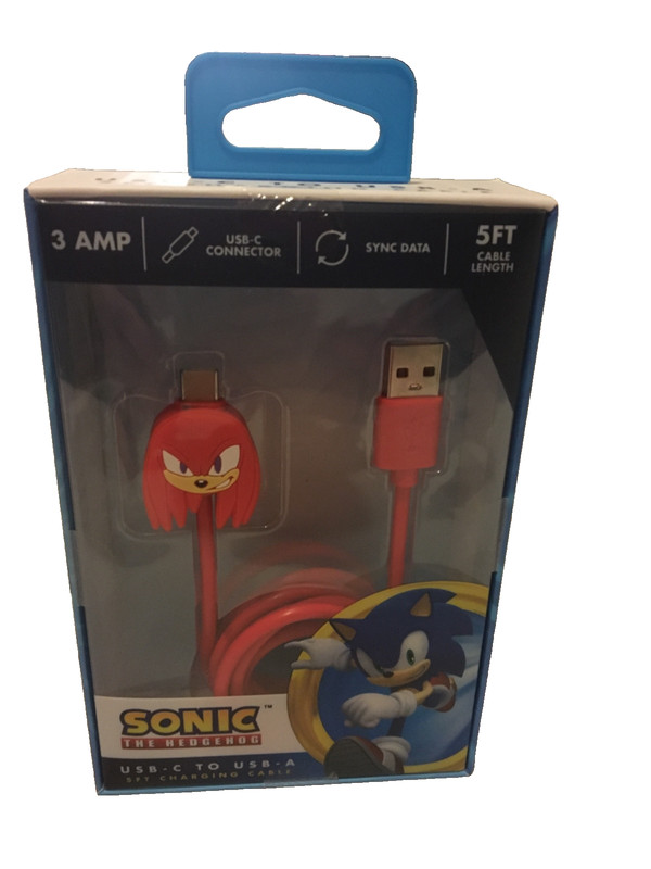 Sonic The Hedgehog KNUCKLES USB-C To USB-A 5ft Charging Cable NIB gallery