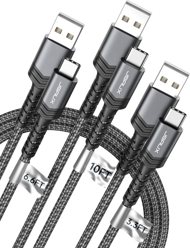Cable USB C 3.1A Carga Rapida 3 Piezas 10 6.6 3.3 Pies USB A a Tipo C Cable gallery
