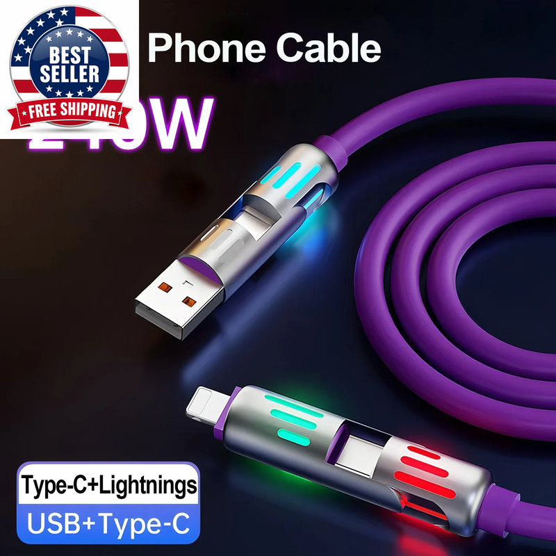 1/2/3Pcs 4-IN-1 240W USB Type C to USB C Cable PD Fast Charger Wire for Iphone 1 gallery