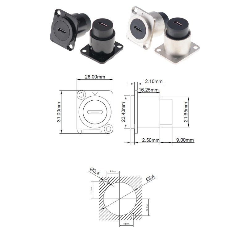 5pack USB C Type-C Waterproof Coupler Connector Panel Socket Bulkhead Feed Th... gallery