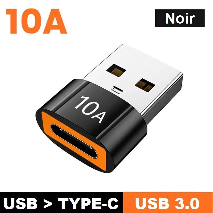 USB-C TO USB TO 10A Fast Charging USB 3.0 Adapter Metal iPhone 17 16 CarPlay