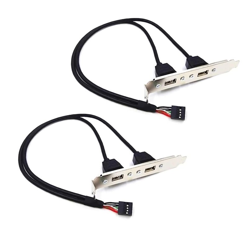 Motherboard 9-Pin USB to Dual USB 2.0 Back Panel Extension Cable 2 Pack