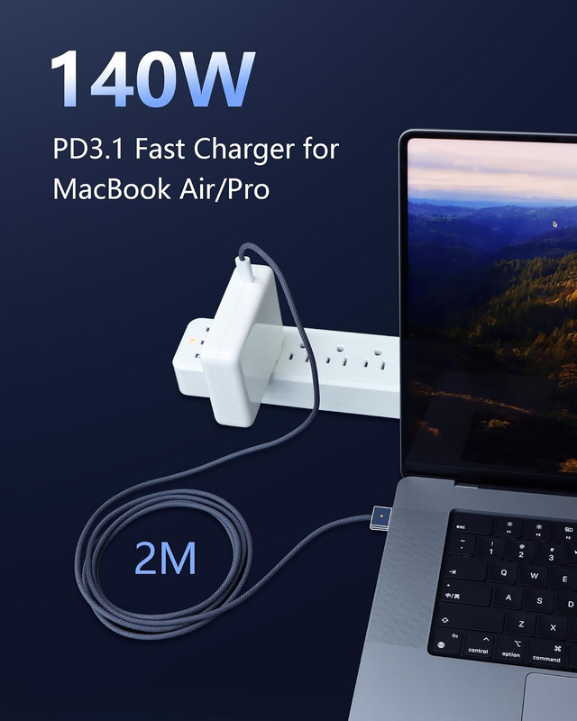 ZeitNah Upgraded USB-C to Magnetic Charging Cable for MacBook Pro/Air (2021-2026 gallery