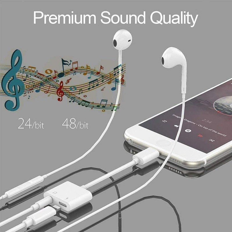 2 in 1 Dual Adapter 3.5mm Headphone & Charger For iPhone 8 PLUS X XS XR 11 12 13 gallery