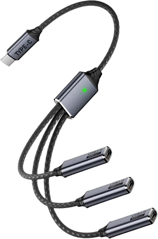 USB C Splitter 1 in 3 Out, Type C Male to 3 Female Cable gallery