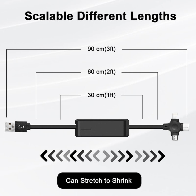USB 2 Pack 3 In 1 Multi Retractable Charging Cable Multiple Retractable Cable Fa gallery