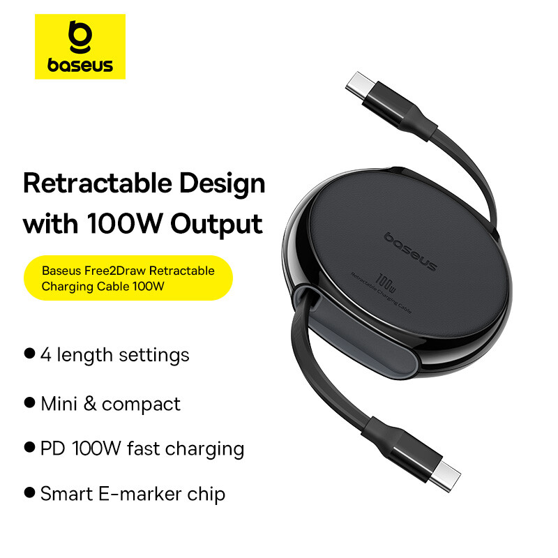 Retractable USB C Cable 100W Cable for iPhone 15 Plus Pro Max Fast Charger Cable