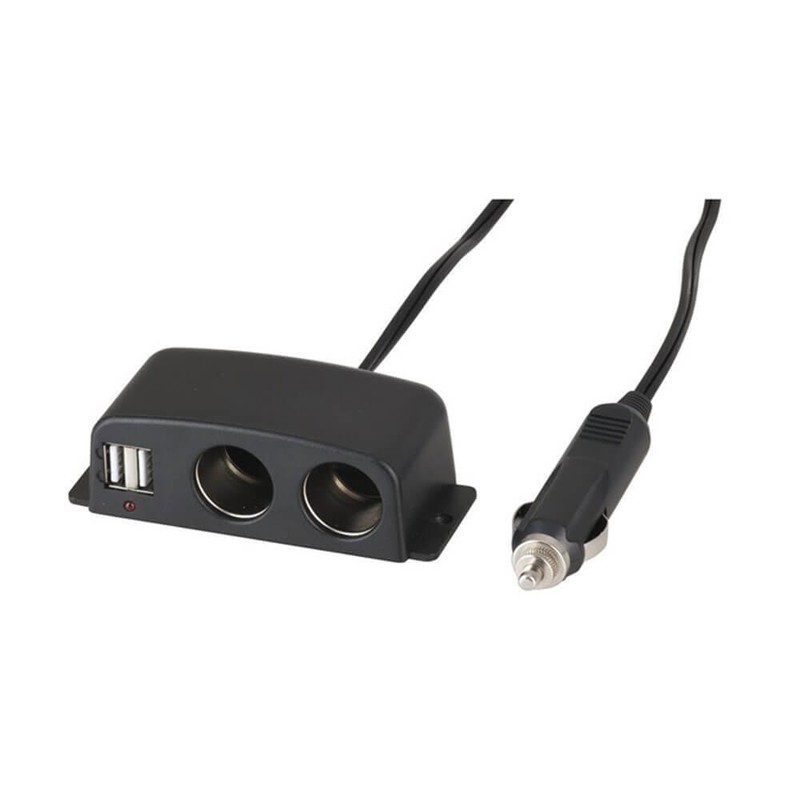 2 Way Splitter Cigarette Adaptor With Usb Ports 12V High Safety Protection