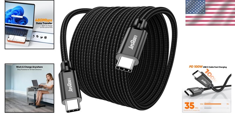 15FT USB C to USB C Cable - Braided, Fast Charging, Tangle-Free Design gallery