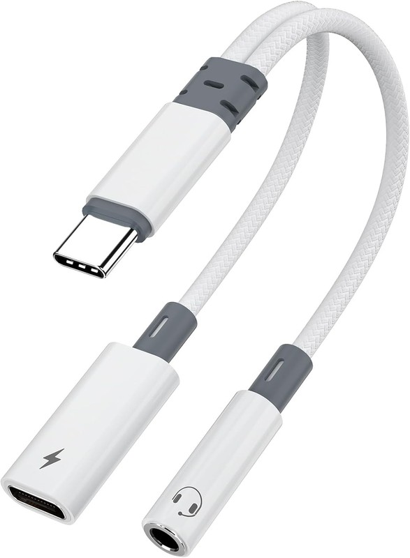 Vcddom USB C to 3.5mm Headphone and Charger Adapter, 2 in 1 USB C to Aux Audio J