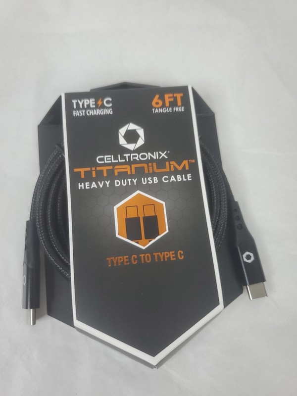 Celltronix Titanium 6′ Tangle Free Heavy Duty Cable Type C to C Connectors – New