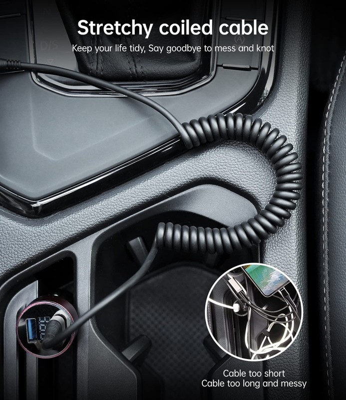 USB C Cable Fast Charging, 2Pack 3ft Coiled A to Type C 3FT, Silver gallery