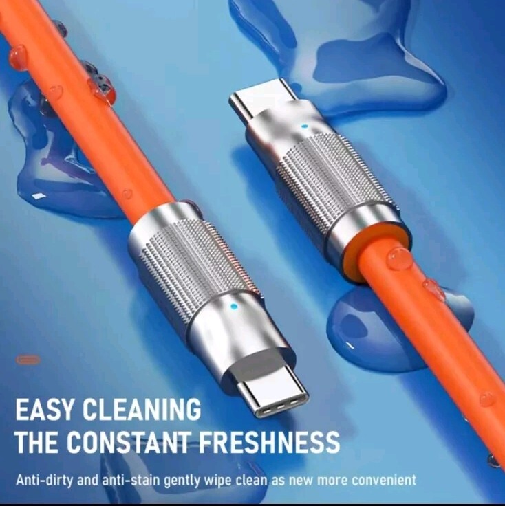 Orange Silicone Fast Charging Cable For USB C to USB-C Cable, 3.3 Feet, 100W gallery