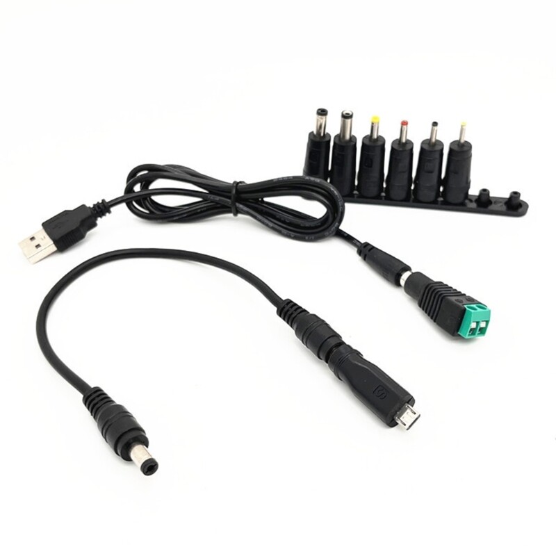 USB To DC5.5×2.1mm Power Cord Equipped With 8 Interchangeable Connectors