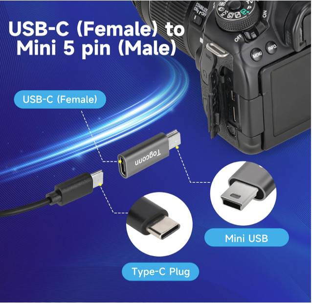 Mini USB to USB C Adapter 2 Pack, Mini USB (Female) to USB Type-C (Male) Convert gallery