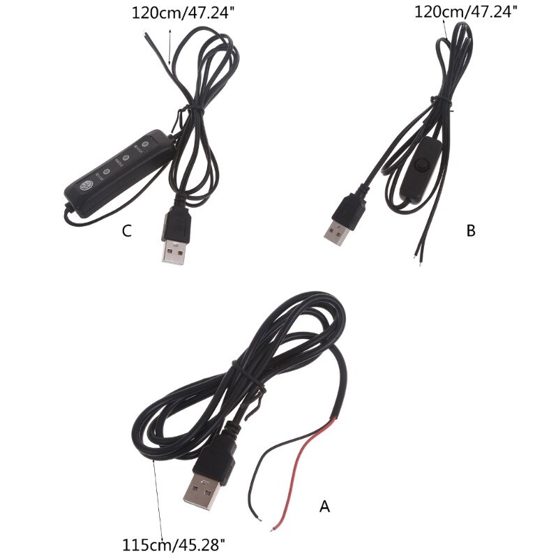Indoor Use Male 2 Pin USB Soldering Power Cord for 5V LED Lights Fans gallery
