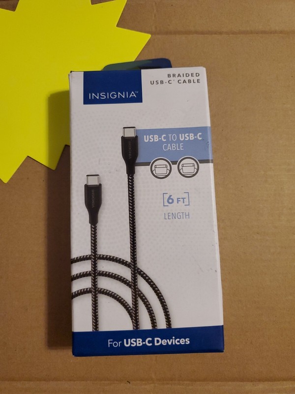 Insignia 6' Braided USB-C to USB-C Cable Charge and Sync Cable Black