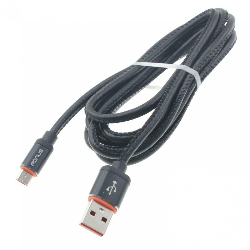 MICRO USB CABLE FAST CHARGER POWER CORD WIRE 6FT LONG PU LEATHER for CELL PHONES gallery