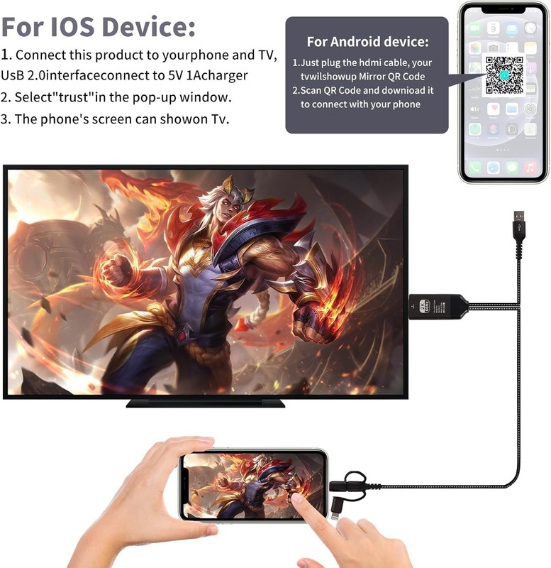 6.6FT HDMI Adapter Cable Type-C/Micro USB to HDMI TV gallery