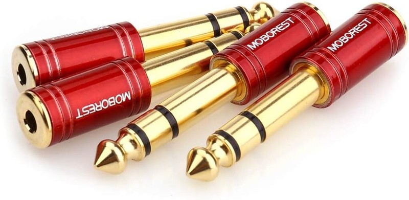 Durable 6.35mm to 3.5mm Headphone Adapters - Stylish Red Audio Solution gallery