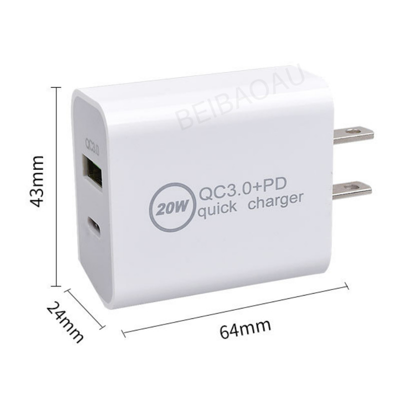 20W PD QC3.0 USB C Power Adapter Fast Charger Cord For iPhone Samsung Android LG gallery