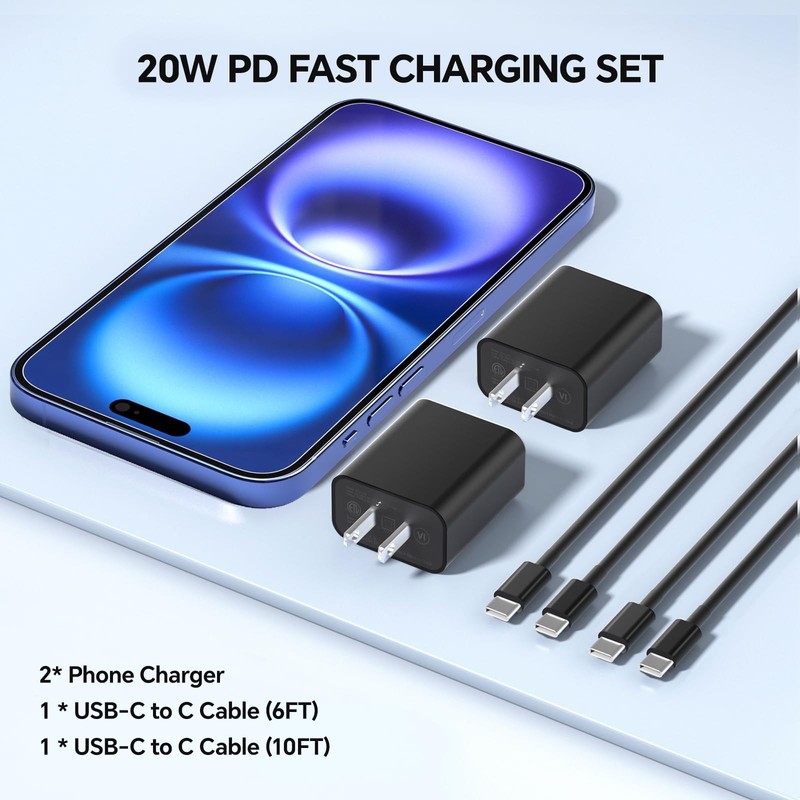 Compatible with Phone 16 15 17 Charger, 20W Fast Charging Wall Charger Block ... gallery