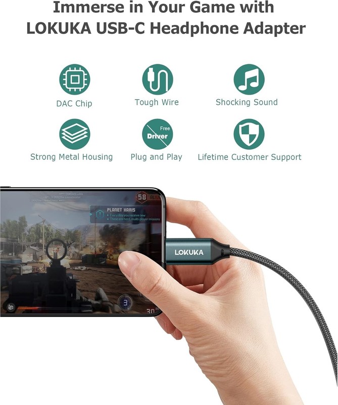 USB-C to Dual 3.5mm Headphone Splitter DAC Adapter for Smartphone Laptop Audio gallery