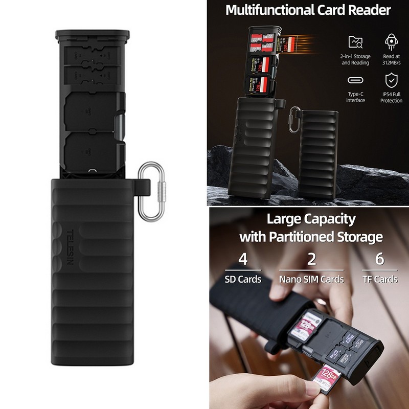 Multifunctional Card Case Card Reader SD / TF Card Organizer Fast Transfer Speed