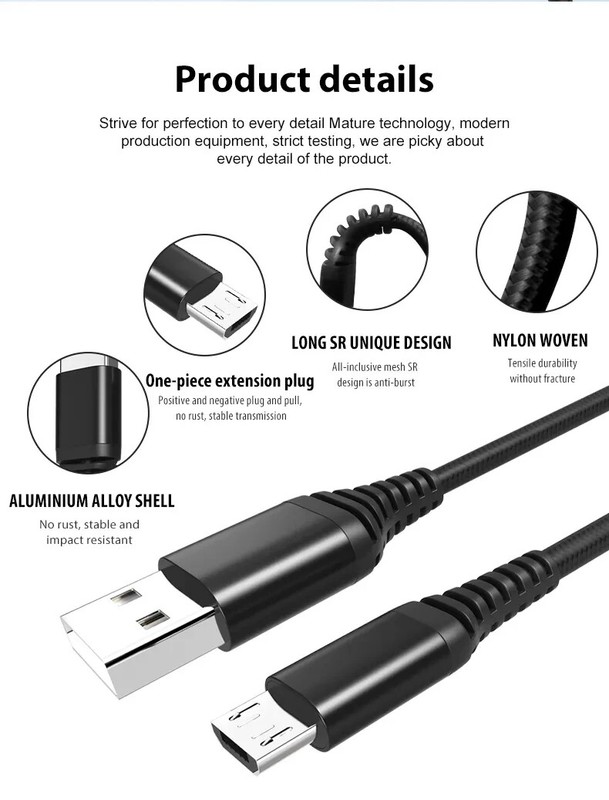 USB to C Cable HQ Nylon Cable 3 ft, For Samsung Galaxy, iPhone 15, 16 (2 Pack) gallery