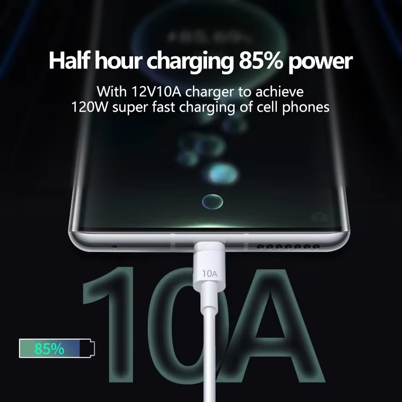 Android 120W 10A USB to Type C Cable Super Fast Charging Cable gallery