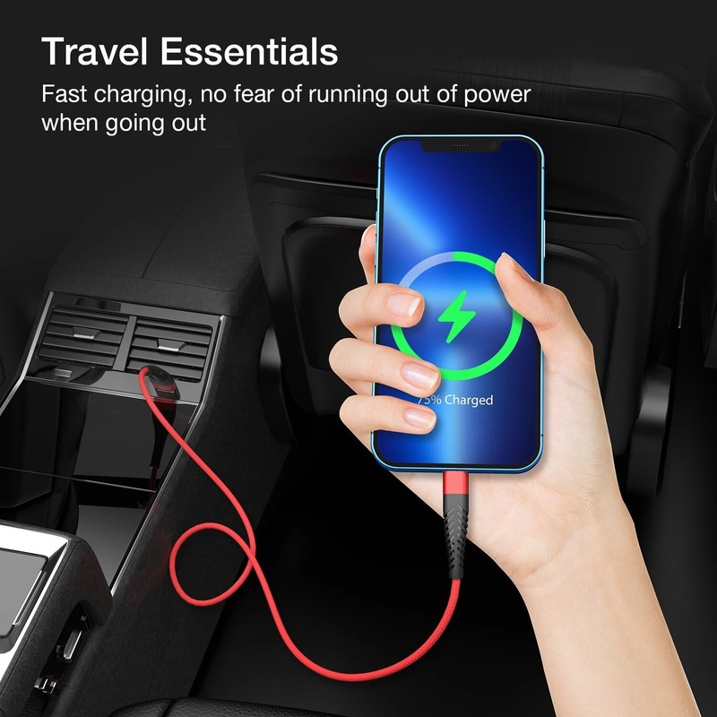Braided Fast Charger Cable Heavy Duty USB lot Cord For iPhone 14 13 12 11 X XR 8 gallery