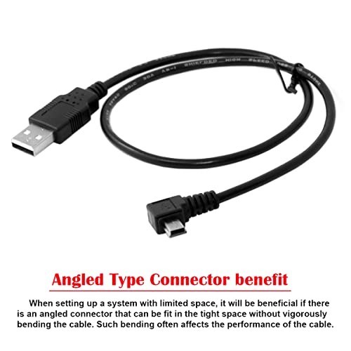 Mini USB 2.0 Cable 90 Degree Right Angle Male to Male 3M - Data Transfer & Charg gallery