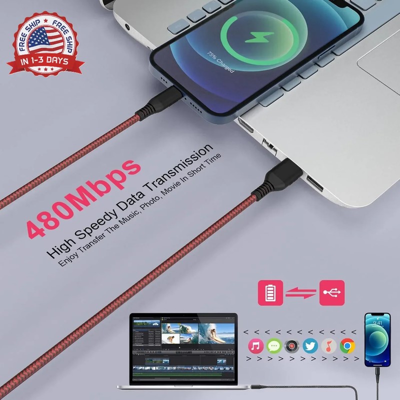Long iPhone Charger Cord 20FT/6M [Apple MFi Certified]Lightning Cable Extra Long gallery