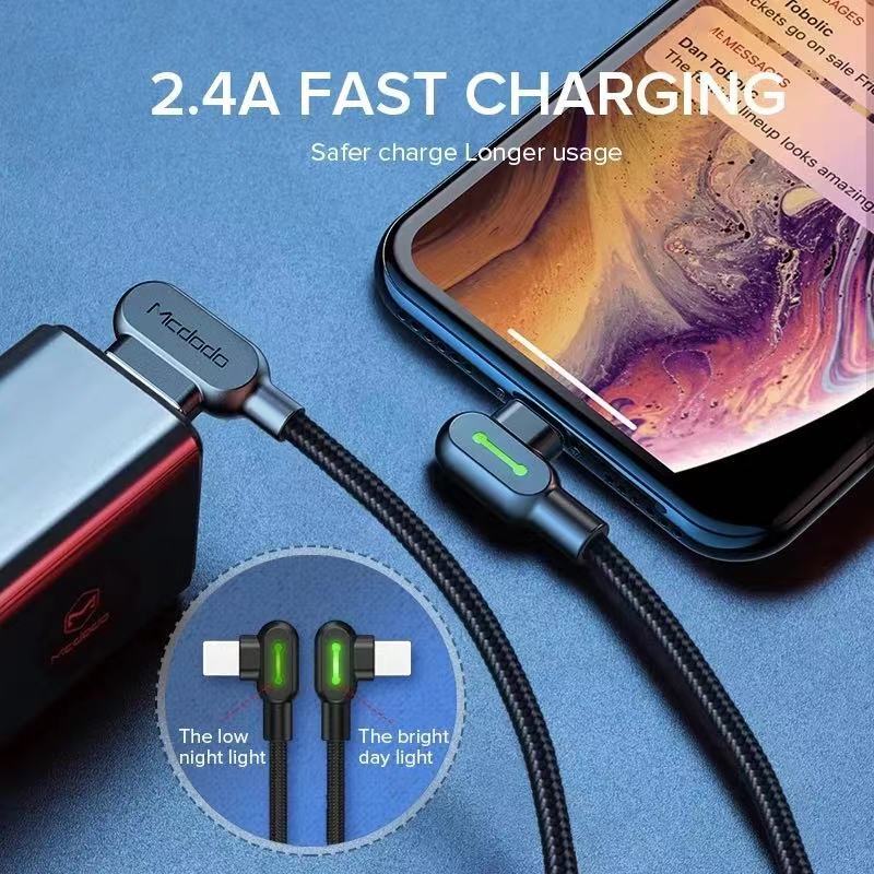 Mcdodo 90 Degree Elbow USB Cable Charger Cord For iPhone 6 7 8 X 11 12 13 14 Pro gallery