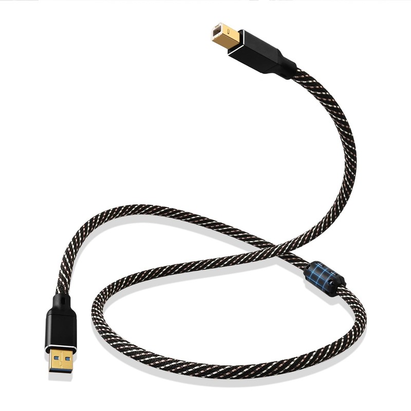 3.0 USB 3.28ft HiFi Audio Cable -USB A to USB B,4N OFC Core,24K Gold-Plated C…