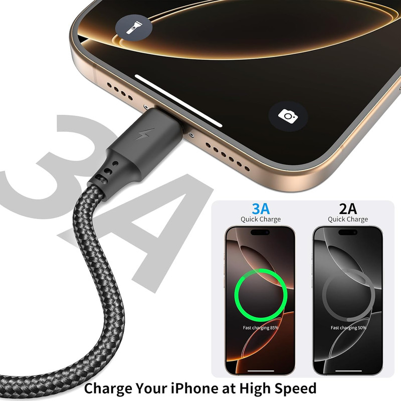 6 Inch Short USB C Cable 3A Fast Charging, 3Pack 0.5Ft USB a to USB C Nylon gallery