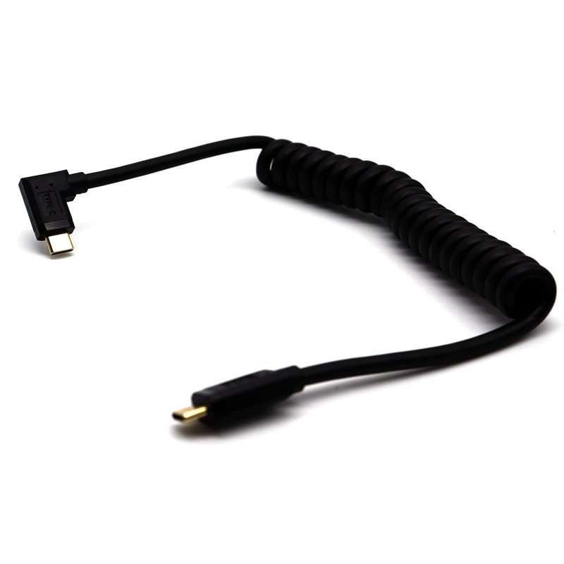 Spring Coiled USB C Cable 90 Degree Angle USB 3.1 Male Fast Data Cord 1.2m gallery