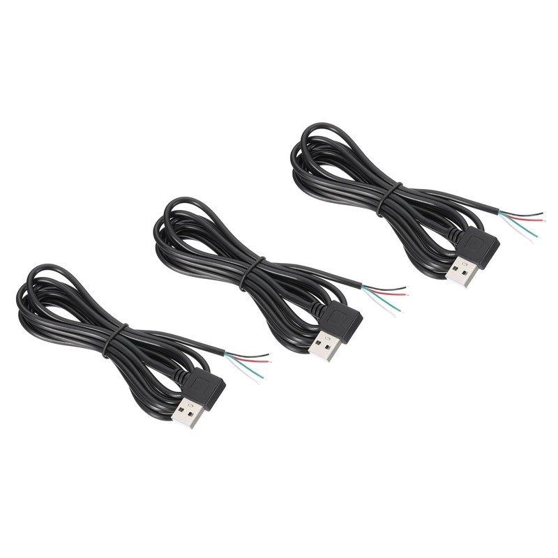 6.56Ft USB 2.0 to 4 Pin Bare Wire Pigtail Cable, 3pcs 28AWG Data Power Cords …