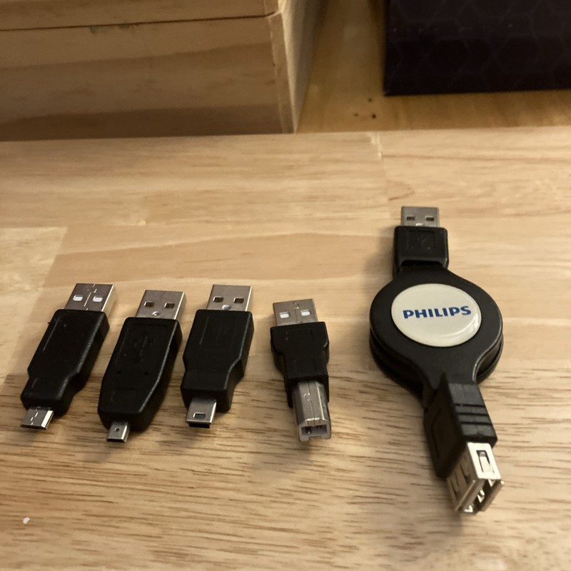 Philips Universal USB Cable Kit 6ft Includes Mini-B USB-C USB-B Micro USB Adapte
