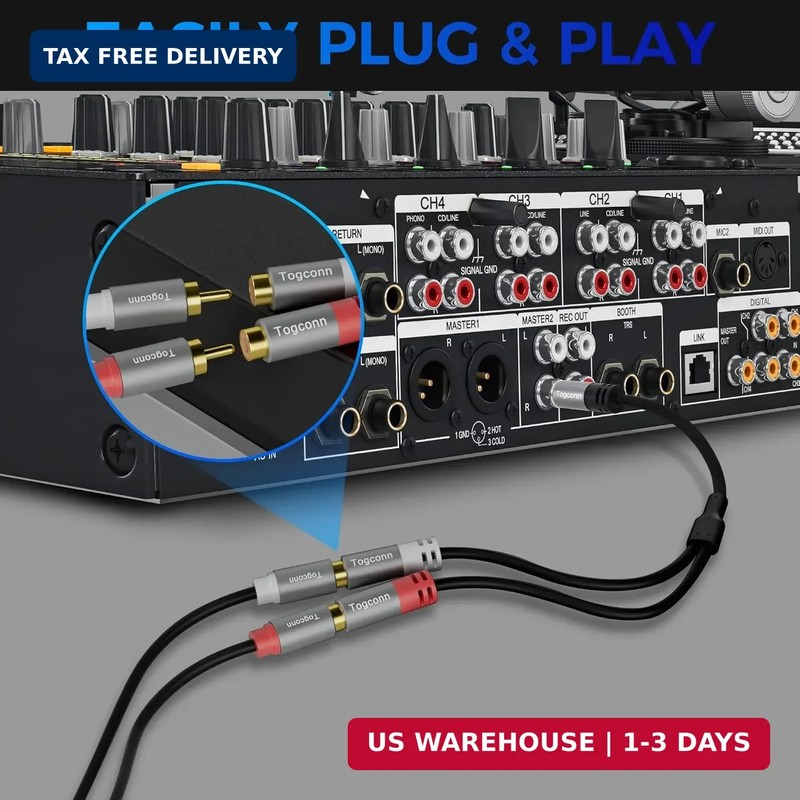 RCA Y-Adapter Splitter cable 2Pack,1 RCA Male to 2 RCA Female Stereo Audio Video gallery