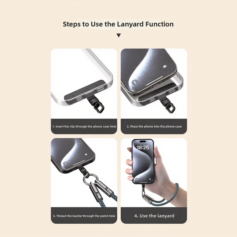 Phone Wrist Lanyard Featuring Integrated 240W USB-C Cable for Charging and Data gallery