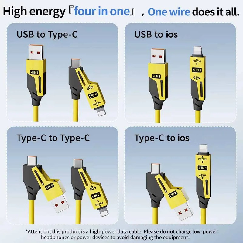 4 in 1 PD 27W 65W Fast Charging Spring Cable USB Type C to Type C and gallery