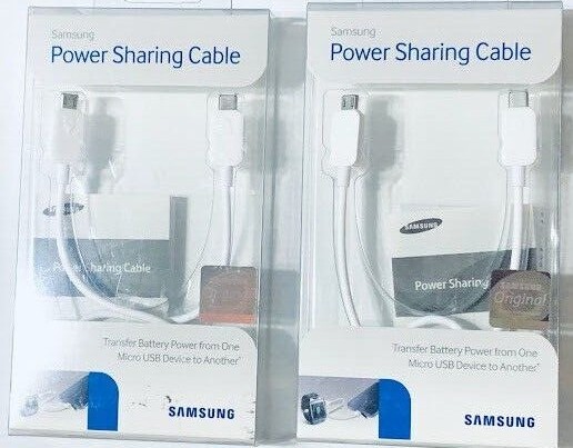 Lot of TWO Samsung 1ft Micro-USB to Micro-USB Power Sharing and Transfer Cable