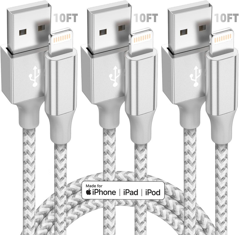 Iphone Charger [Apple Mfi Certified] 3Pack 10FT Long Lightning Cable Fast Chargi