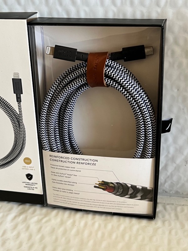 Native Union - 10' Lightning-to-USB Type C Cable - Zebra NEW!! gallery