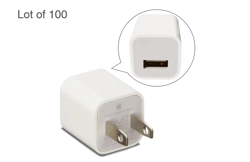 Lot of 100 New Apple 5W USB Wall Charger USB-A Power Adapter for iPhone iPad