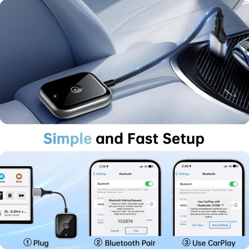 Wireless CarPlay Adapter for Apple CarPlay, Easy to Upgrade Wired CarPlay to ... gallery