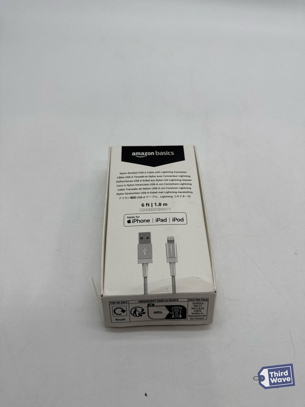 Amazon Basics USB-A to Light-ning Cable MFi Nylon Braided 3ft Dark Gray