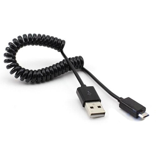 Black Coiled Micro USB Cable Rapid Charger Sync Power Wire Cord for CELL PHONES